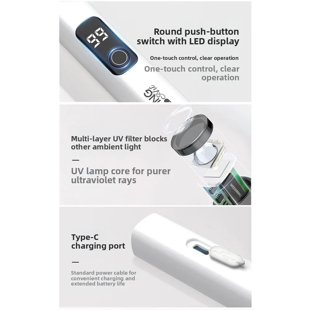 Mini UV Pen-Style Nail Dryer with LED Display Handheld UV Light Fast Curing Gel Nails Gel Polish Drying Lamp Nail Art Tools