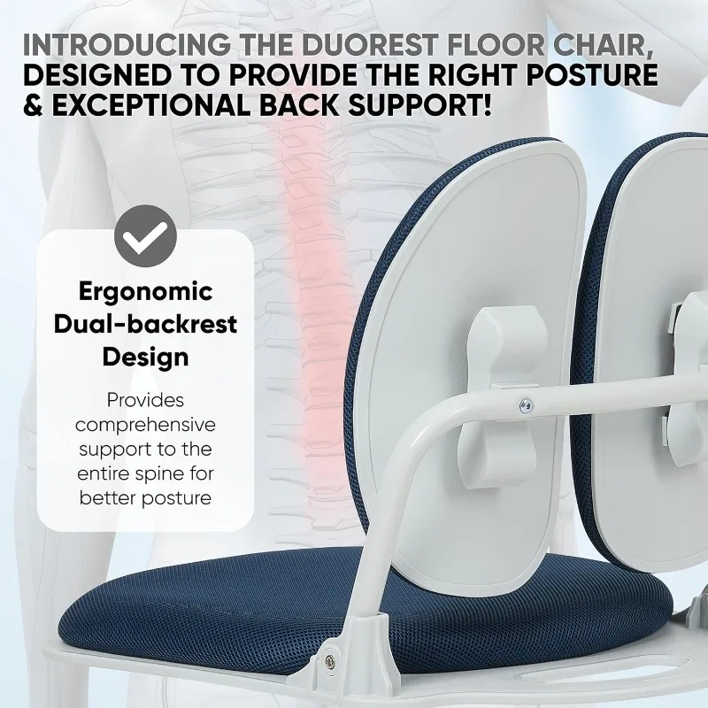 【Dual-Backrests】 Ergonomic Floor Chair with Back Support - Meditation Chair, Floor Gaming Chair