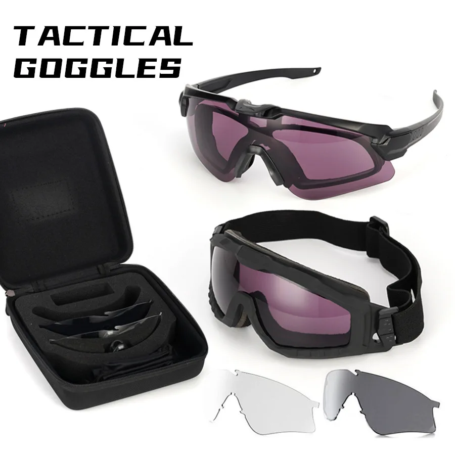 

Military Enthusiast Tactical Glasses Shooting Anti Color Bullet Goggles Outdoor Sports Windproof Glasses 2-in-1