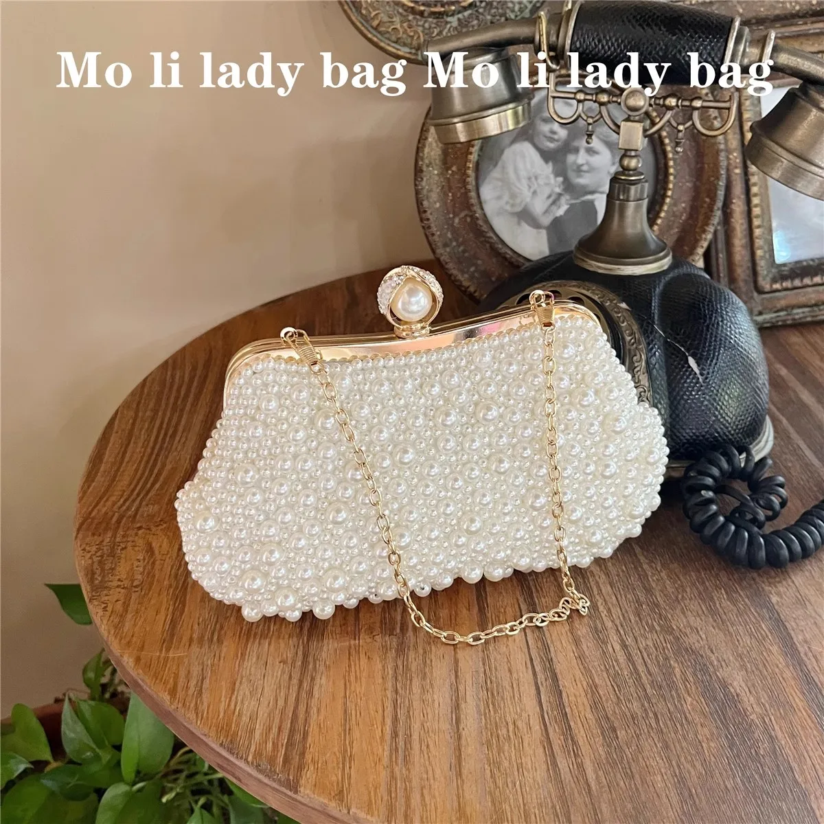 Shimmer Pearl Beading Wedding Party Clutch Purse Women's Handbag Luxury Fashion Beads Beaded Evening Bag Shoulder Crossbody Bag