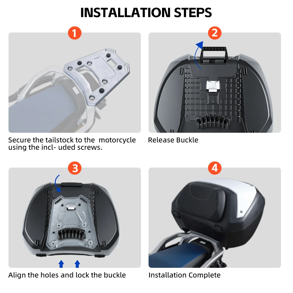 50L Large Volume Motorbike Storage Box For Honda XL750, Quick Release Rear Top Case, Lock & Unlock With Original Bike Key - view 5