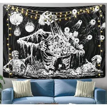 骷髏掛毯,神秘之眼掛毯,骷髏掛毯,黑白掛毯,適合臥室、客廳等場所。 10 最佳銷售 歌德式房間 - №2