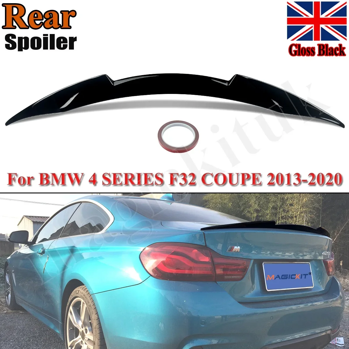 F32  Rear Bumper Lip Roof Trunk Spoiler Gloss Black Spoiler Kit Wing Tail for BMW 4 Series F32  2014 2015 2016 2017 2018-2020