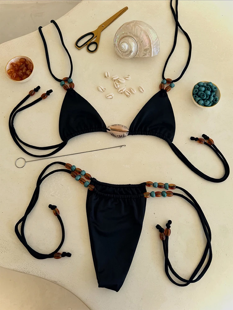 New Bikini Women Swimsuit Sexy Beach Swimwear Solid Color Thong Bikini Set Triangle Female Biquinis Push Up Bathing Suit