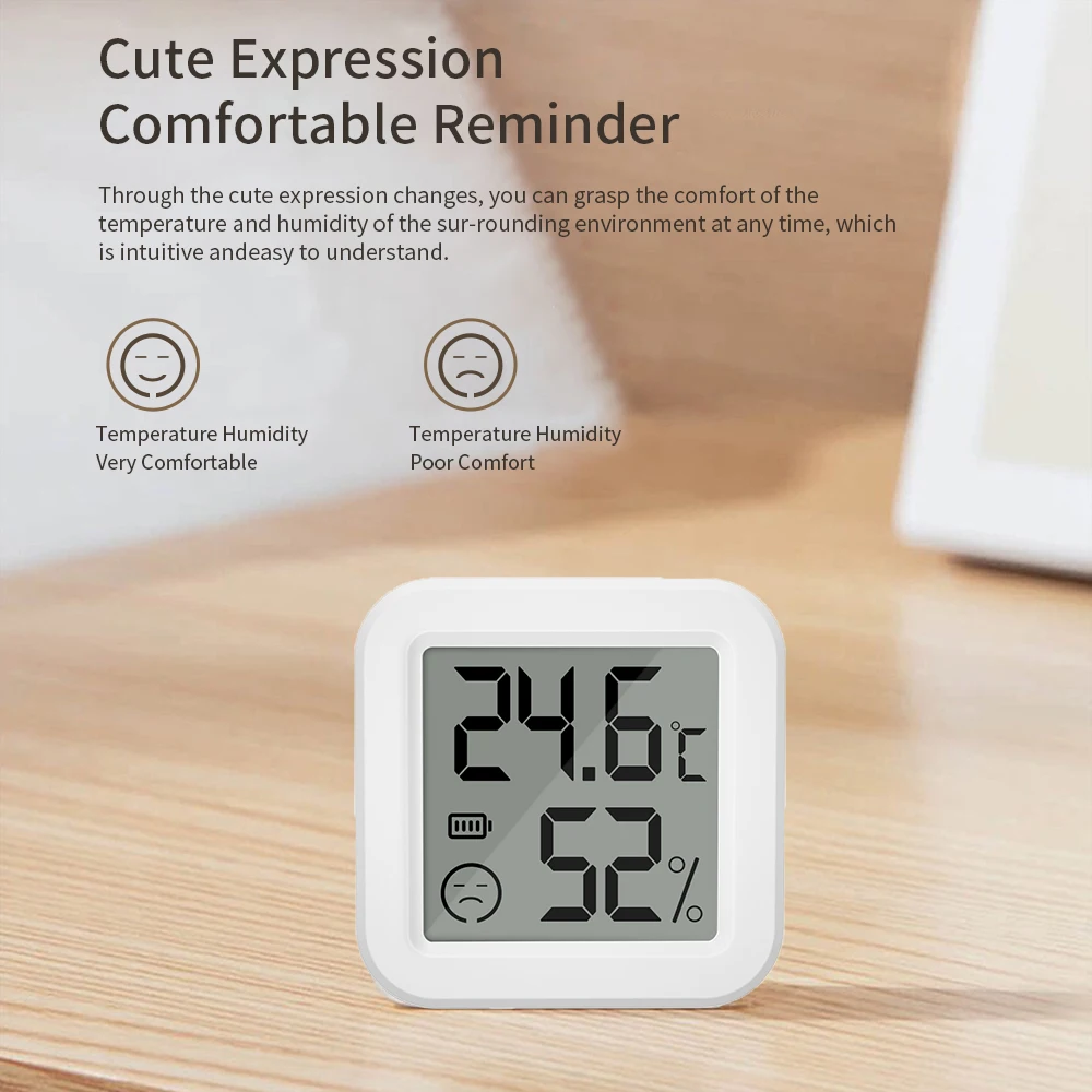 Bluetooth Temperature Humidity Sensor Mini LCD Screen Smart Tuya APP Remote Voice Control Google Thermometer Hygrometer