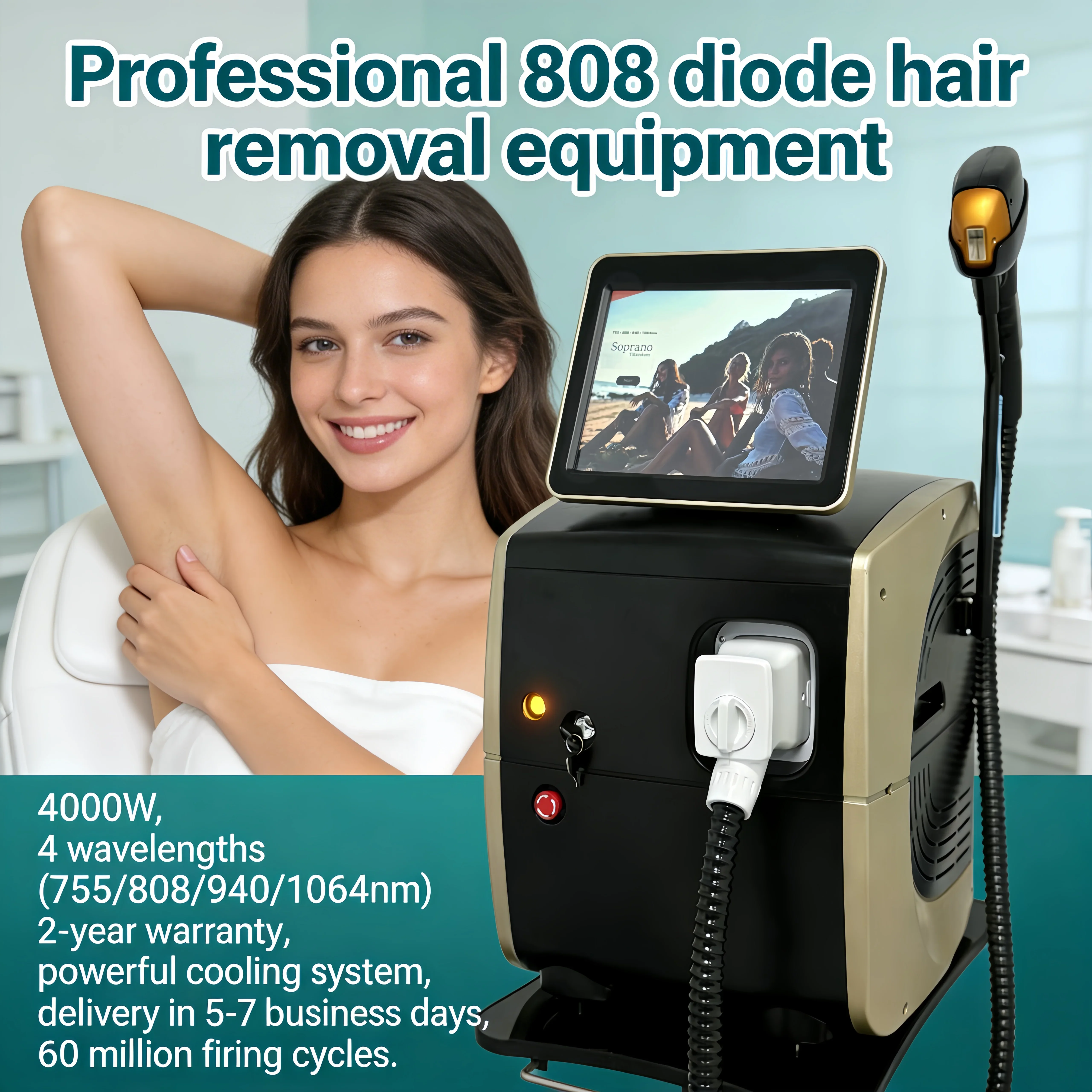 Best Depilator New Ice Platinum Cooling System Skin Care 808nm Diode Laser Hair Removal Machine 4-Wavelength