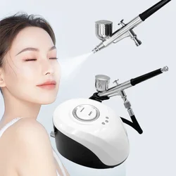 Facial Oxygen Therapy Steam Nail Art Airbrush Paint Nail Nano Sprayer Skin Cleaning Therapy Moisturizing Rejuvenation Compressor