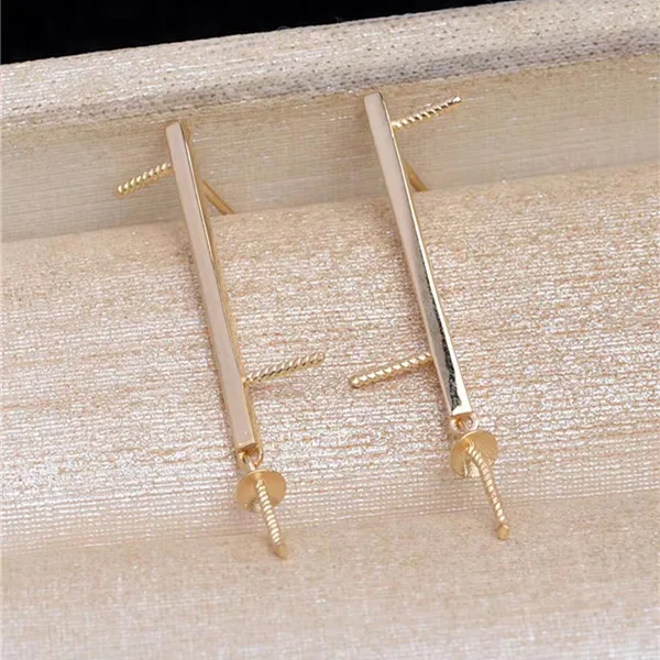 

18K Yellow Gold AU750 Earrings Mountings Findings Mounts Base Jewelry Settings Accessories Part for 7-12mm Pearls Stones Beads