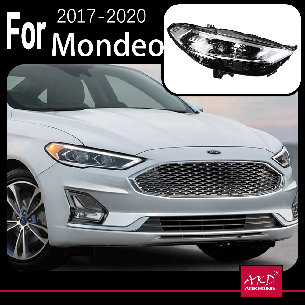 Model samochodu AKD dla Ford Fusion reflektory 2017-2020 Mondeo LED reflektor dynamiczny sygnał animacja DRL Bi Xenon akcesoria samochodowe