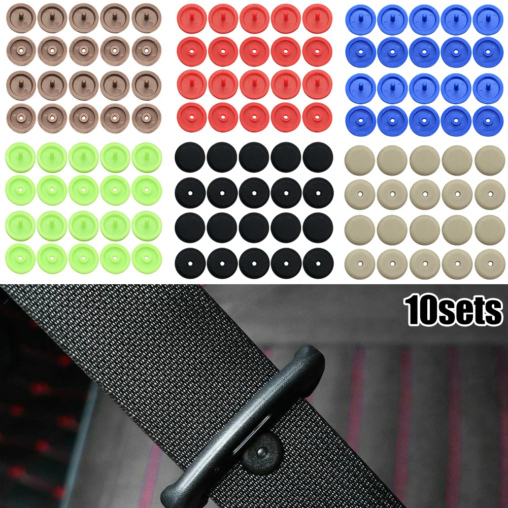 

10 Sets Car Safety Seatbelt Stopper Buckle Seat Belt Spacing Limit Stop Plastic Anti-slip Buttons Retainer Seat Belt Button