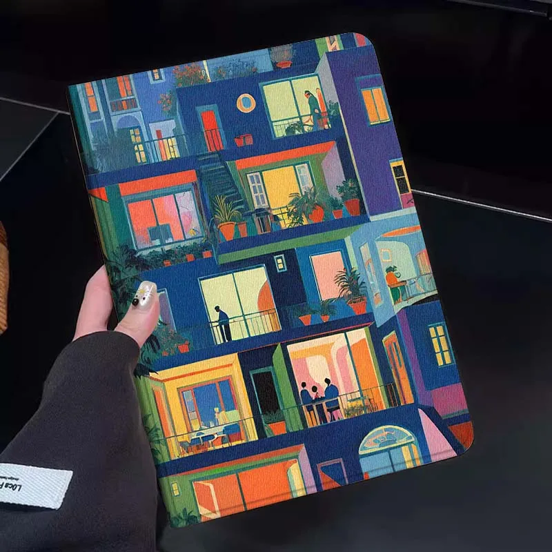 

Colorful Building Night Scene Tablet Case For Huawei Honor MatePad MediaPad Air 5 6 7 11 V6 V7 V8 V9 X9 X8 T10 T10s C5e T5 Gift