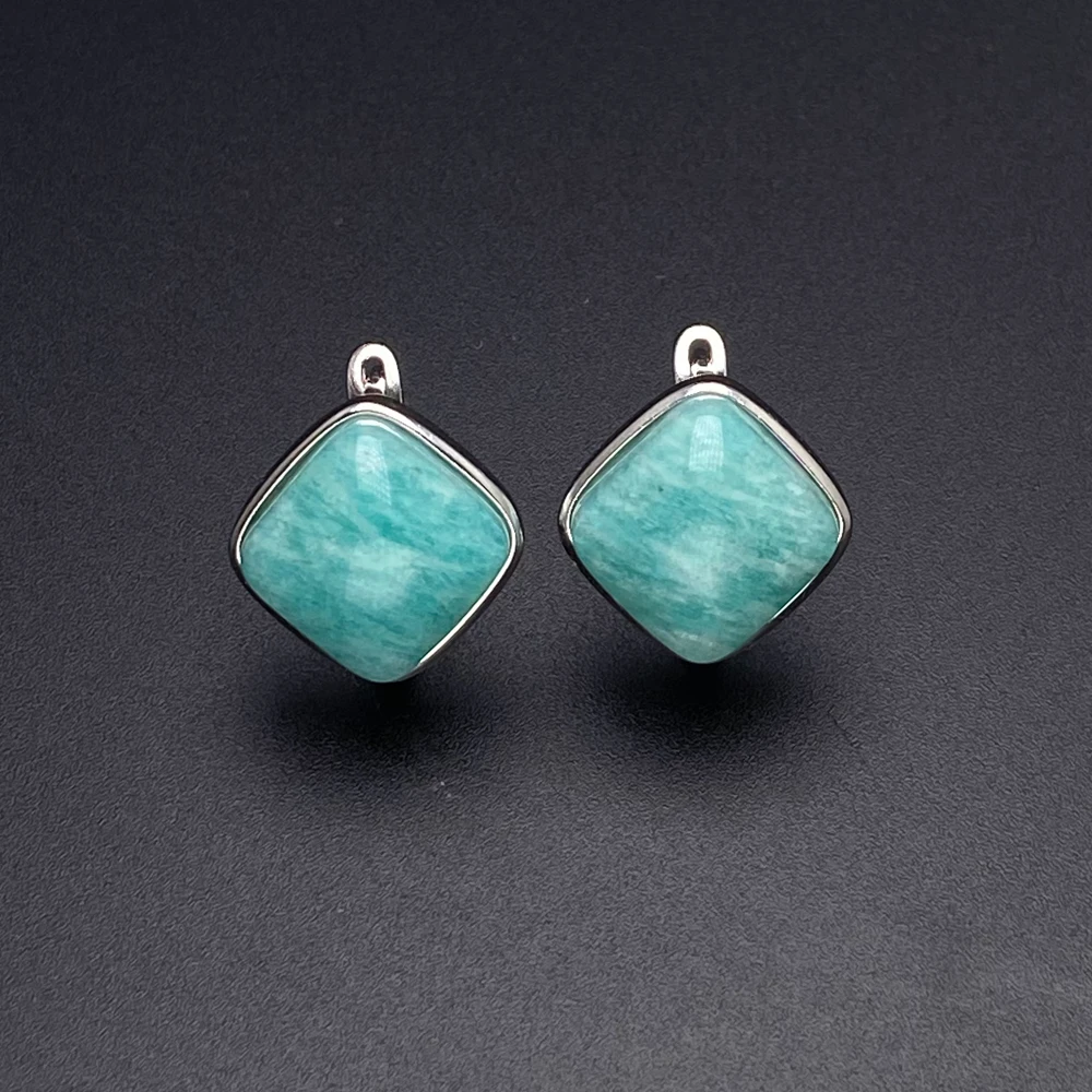 NONE Eleganter natürlicher Larimar-Ohrring aus Sterlingsilber, Lapis-Malachit, Aquamarin-Sodalith-Edelstein, 10 mm, für Damen, Party-Geschenk 4