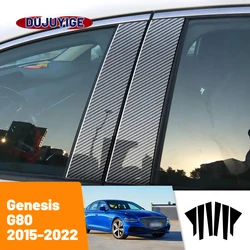 For Genesis G80 2015-2022 2016 2017 2018 2019 2020 2021 Carbon Fiber Window Door Column Deal B C Pillar Post Cover Trim Sticker