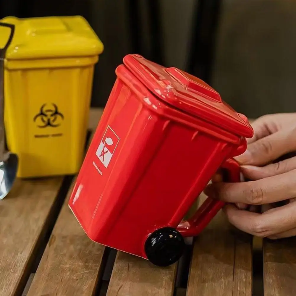 400ml Distinctive Trash Can Design Mug Trendy Office Coffee Mugs Creative Garbage Trash Can Shape Coffee Milk Cups