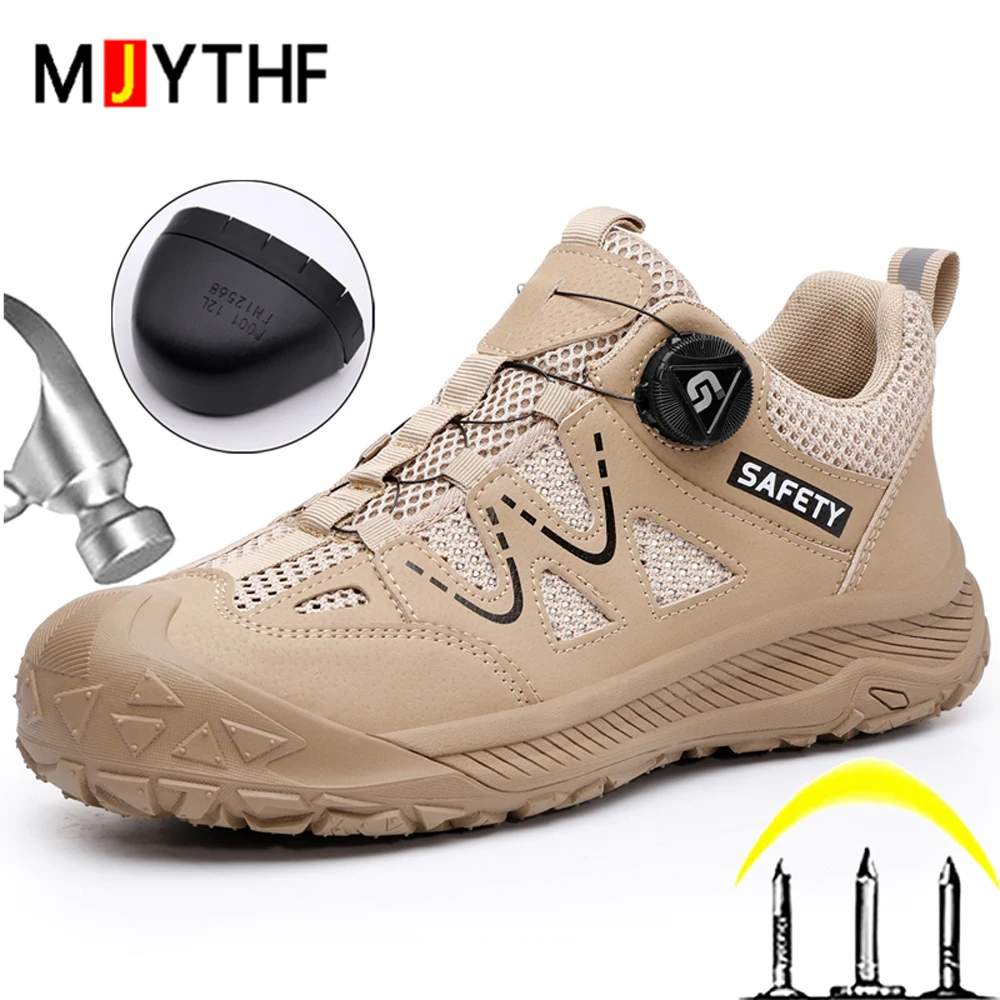 Breathable Men's Safety Shoes Work Sneakers Male Steel Toe Shoes Anti-Smash Anti Puncture Security Indestructible Shoes Non-slip