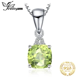 JewelryPalace 1.1ct Genuine Natural Peridot 925 Sterling Silver Pendant Necklace for Woman Fine Jewelry Gemstone Choker No Chain
