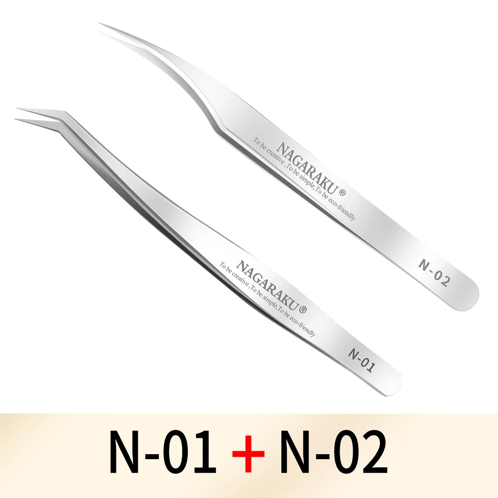 NAGARAKU Make-up Wimpern 2er-Set N-01 N-02 Wimpernpinzetten NH-12 NH-15 Präzisionswimpern ST-12 ST-15 Pinzette Edelstahl – Detail 3