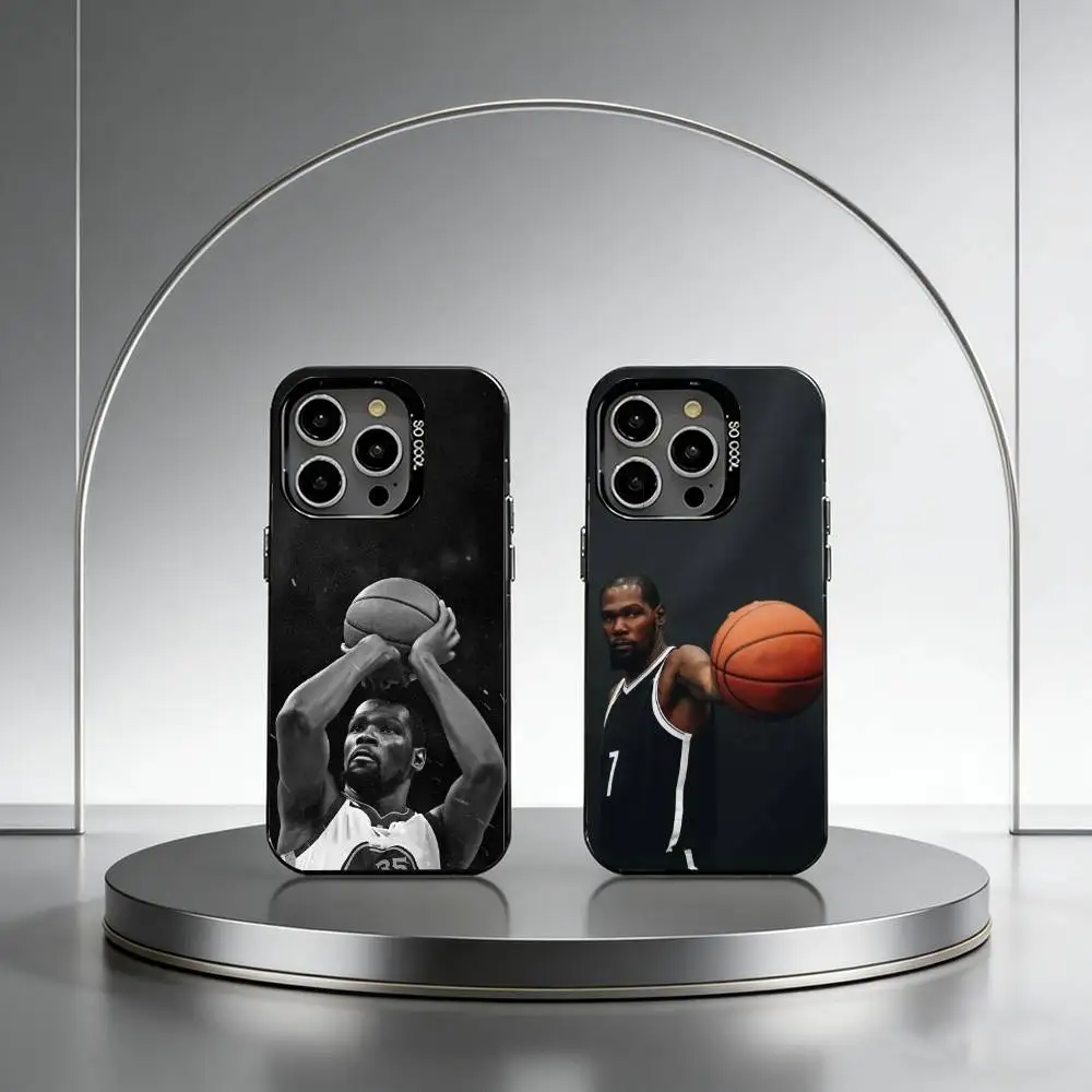 Capa de Celular Basquete K-Kevin D-Durant 7 para iPhone 17, 16, 15, 14, 13, 12, 11 Plus, Pro Max, XS, Capa Colorida Prata e Preta