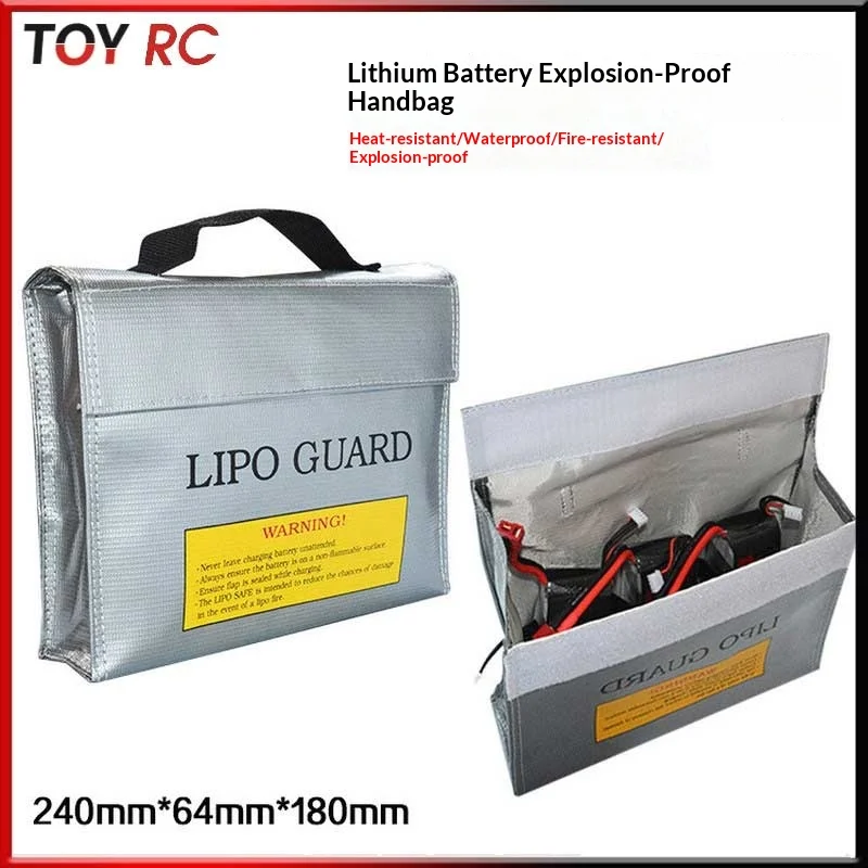 Lipo Guard Fireproof Flame Retardant Handheld Lipo Battery Safe Bag 240mm*64mm*180mm For Rc Drone Airplane Model Battery Storage