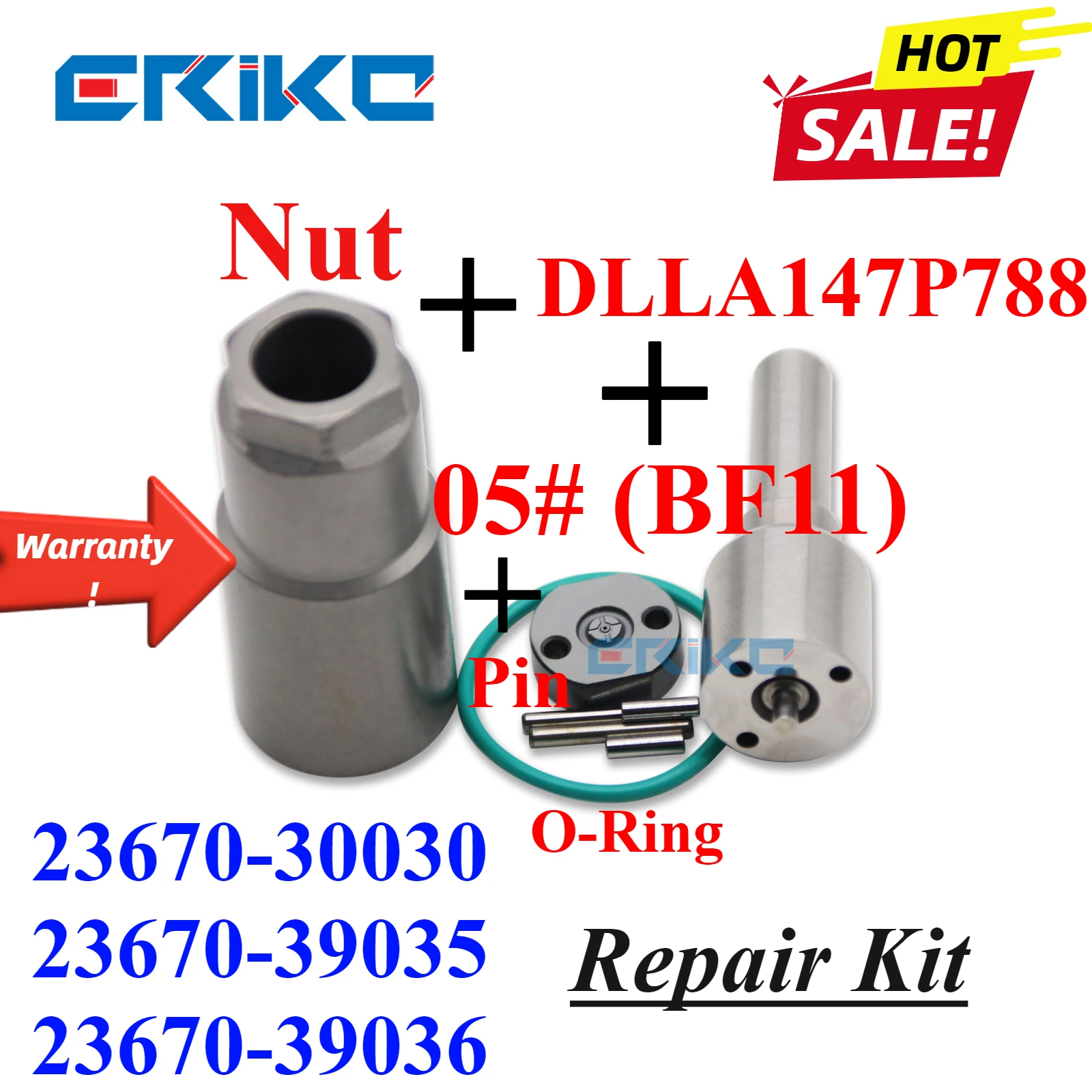 23670-30030 23670-39035 Injector Repair Kit Valve Plate 05# (BF11) Nozzle DLLA147P788 093400-7880 for Toyota HILUX 23670-39036