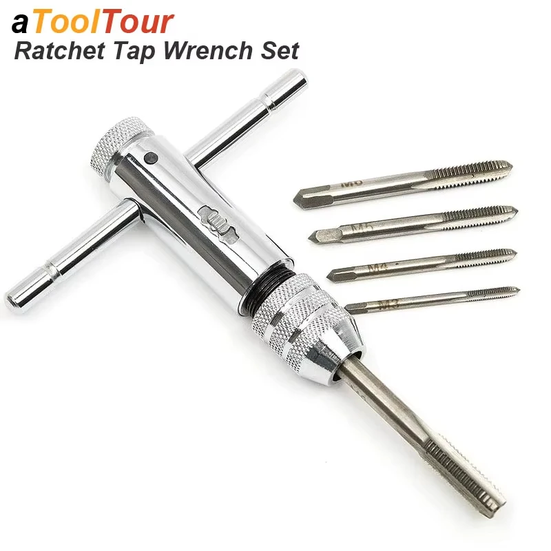

Adjustable T-Handle Ratchet Tap Reamer Hand Manual Holder Wrench M3 M4 M5 M6 M8 Metric Screw Thread Plug T-shaped hand Tool
