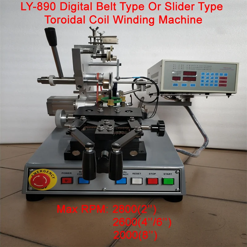 LY-890 Digital Belt Type Or Slider Type Toroidal Coil Winding Machine With TNC-910H Controller For Heating Wire Fish Wire 600W