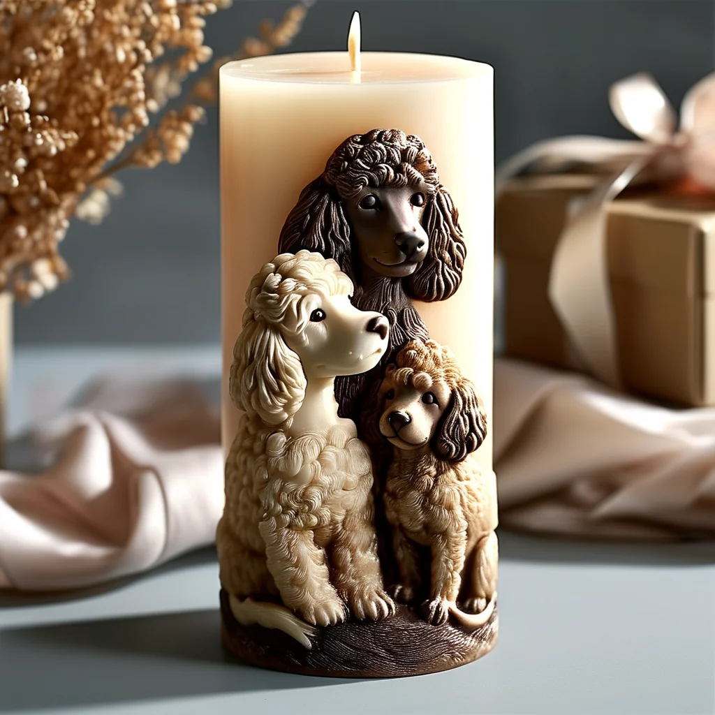 Poodle Aromatherapy Candle Embossing Mold High-Precision Hair Detailing DIY Easy Release and Reusable ​