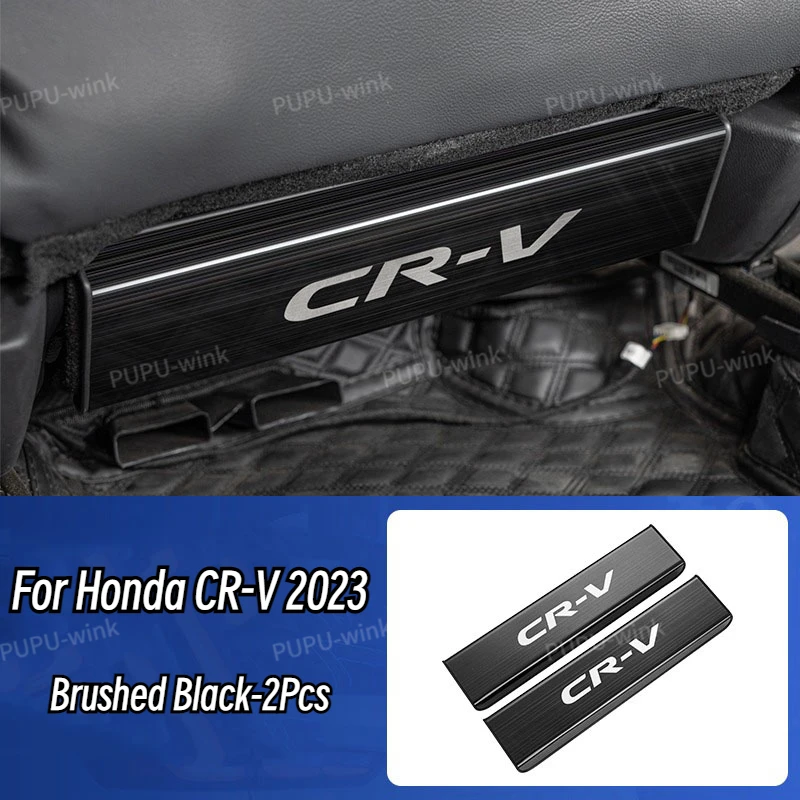 For Honda CR-V 2023 CRV Rear Seat Anti-kick Pad Plate Stainless Steel Panel Interior Accessories Black Brushed Carbon Silver