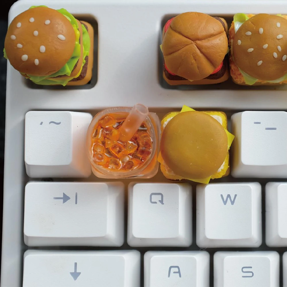 Hamburg Resin Keycaps Handmade Backlit Keycap Big Mac Burger French Fries Cross Switch Mechanical Keyboard Personalized ESC Caps