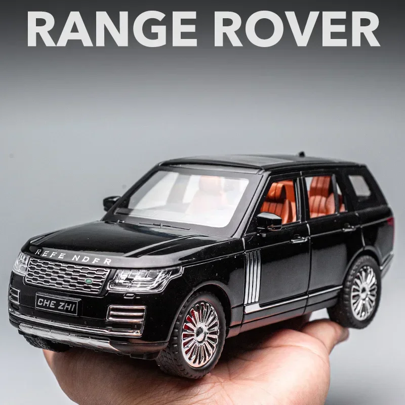 Modèle de voiture Land Rover Range Rover Suv 1:24, simulation de son et lumière, dos côtelé, collection de voitures en alliage, ornements, jouet pour garçon, cadeaux de voiture