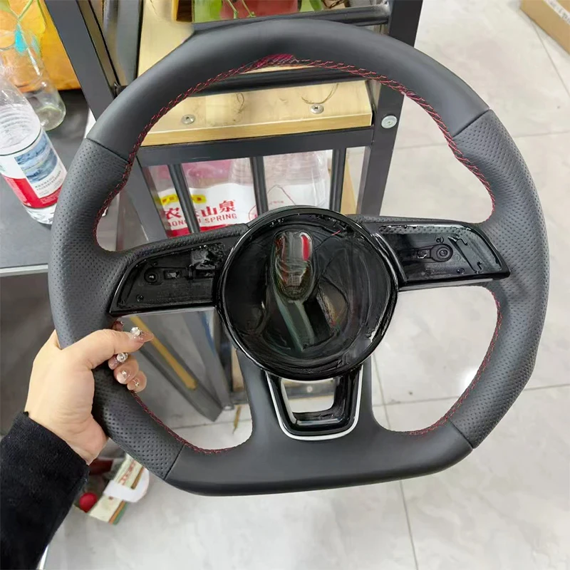 For Audi B9 A3 A5 RS3 RS4 S3 S4 S5 2018-2022 Leather perforated steering wheel with red return mark