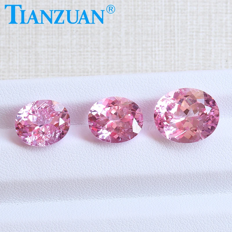 

Synthetic Pink Corundum 1.5# Sakura Pink Color Natual Cut Corundum Stone with Inculsions vs si Clarity Loose Stone