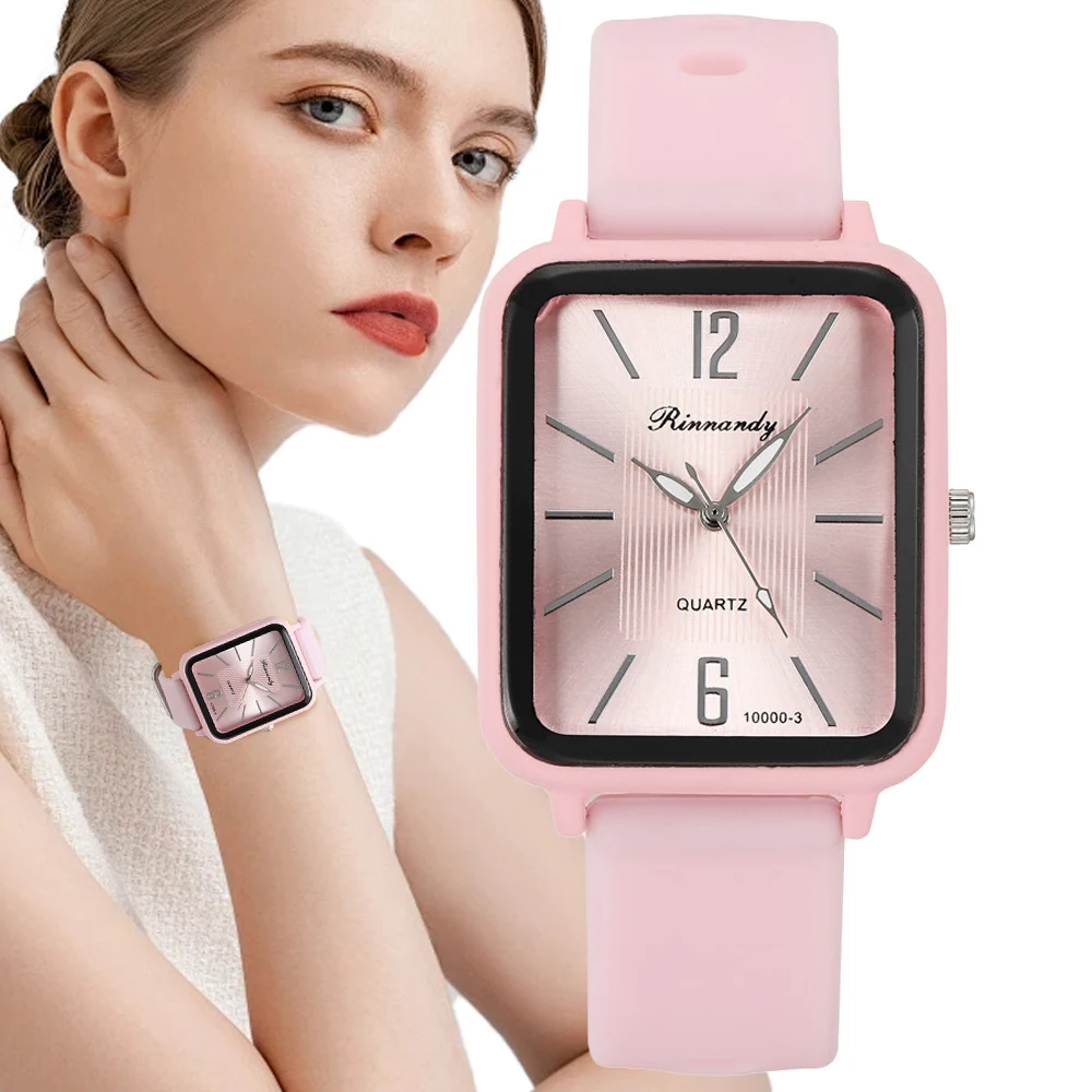 Simple Square 2024 Hot Ladies Fashion Digital Quartz Watch Leisure Sports Pink Silicone Women Gift Clock Wristwatch