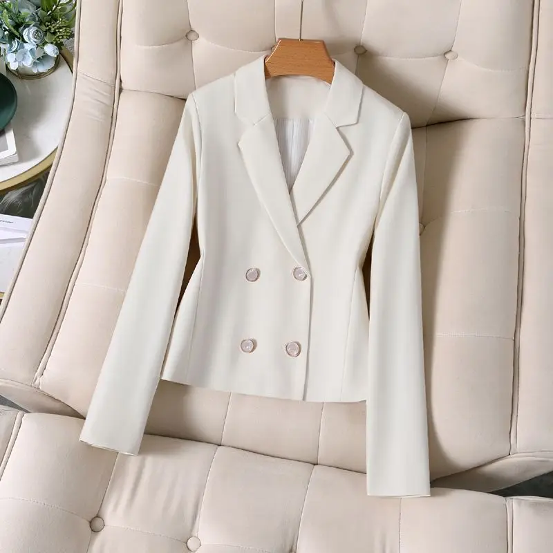 

Женская приталенная рубашка в корейском стиле с двубортным воротником и длинными рукавами, повседневная, из высококачественной полиэстеровой ткани.