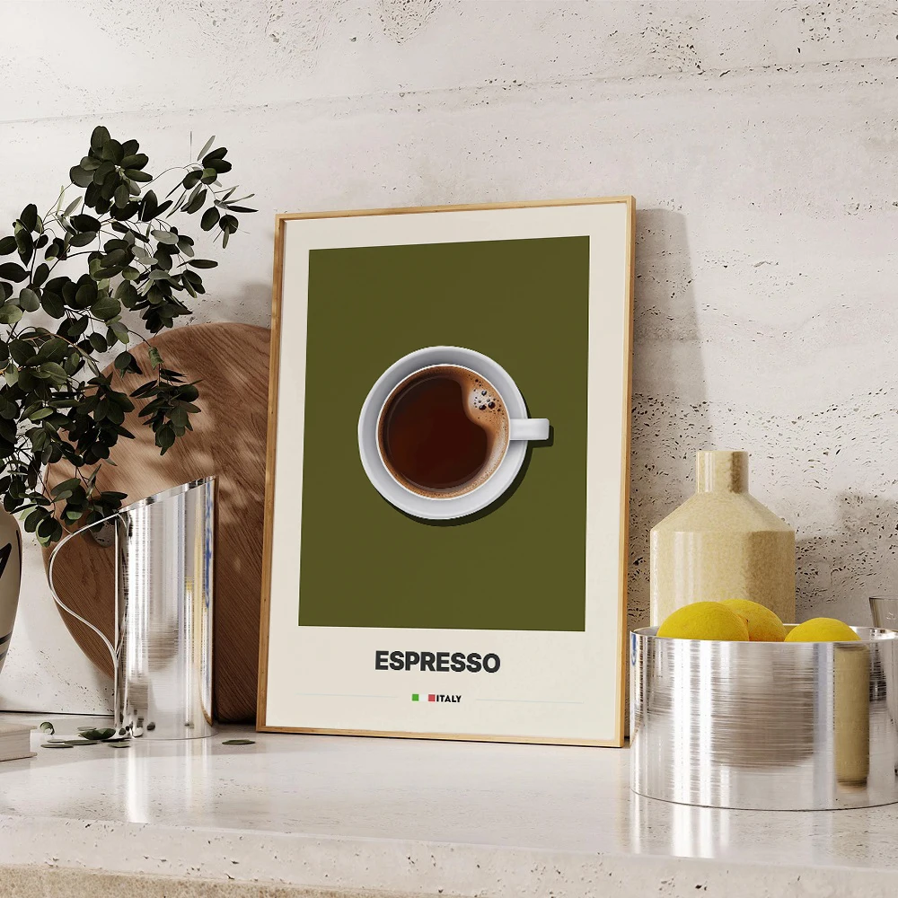 Italian Espresso Latte Espresso Coffee Pot Art Canvas Painting Poster and Prints Minimalist Wall Pictures Cafe Kitchen Decor