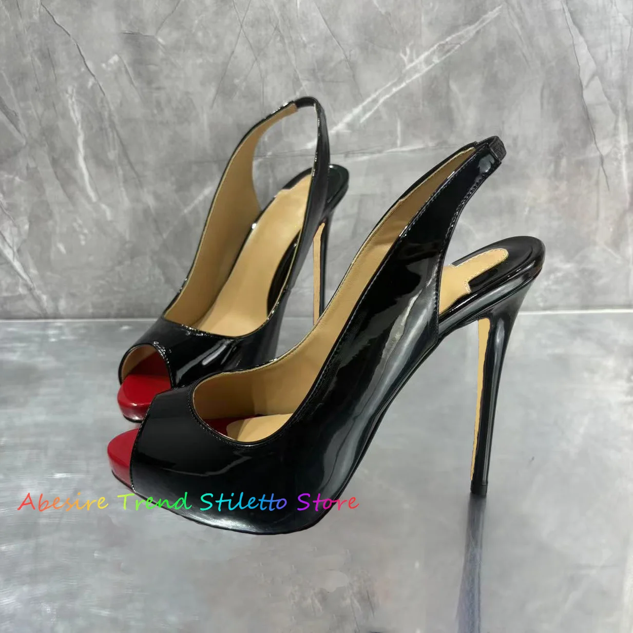 Zapatos de tacón alto y fino para mujer, calzado de punta abierta, Sexy, a la moda, con plataforma, sin cordones, color negro, 8, 10 y 12cm