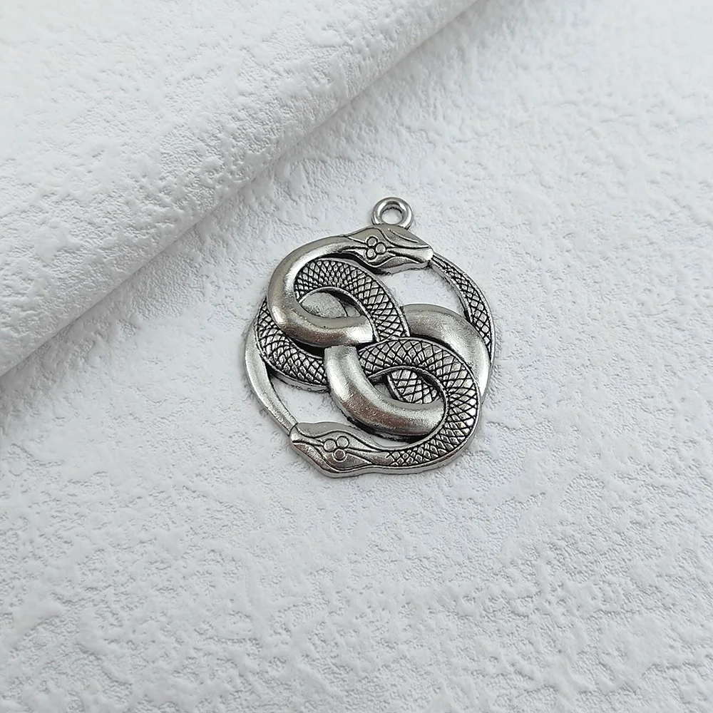 43*34mm Alloy Antique Silver Color Snake Charms Pendant Designer Charms Fit Jewelry Making DIY Jewelry Findings