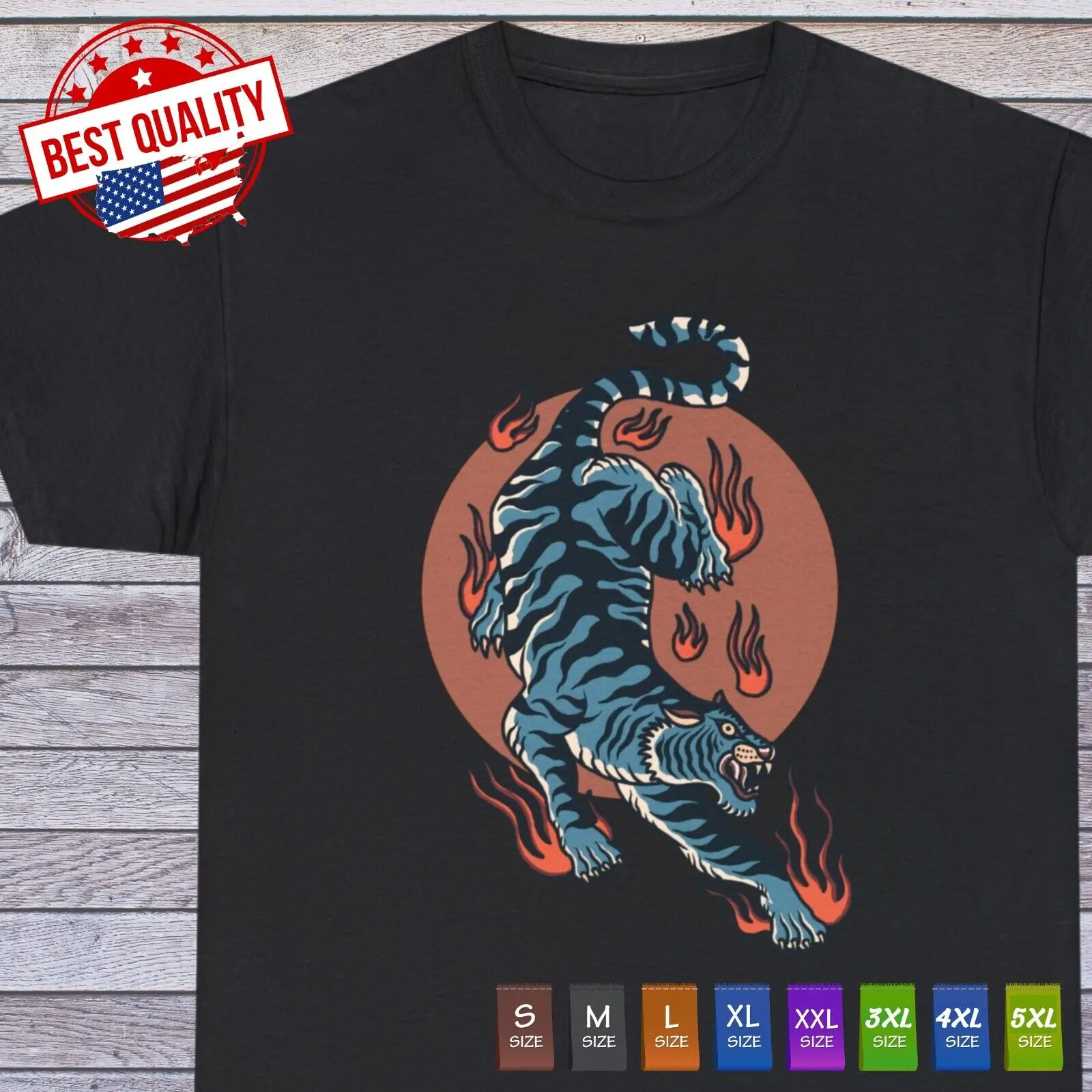 

Tiger Japanese Asian T Shirt, Manga Traditional Old School Tattoo Clothing