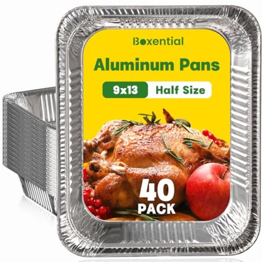 

9x13 Aluminum Pans [], Extra Heavy Duty Half Size Disposable Aluminum Foil Pans, Deep Baking Pans for Cooking, Roasting, Heatin