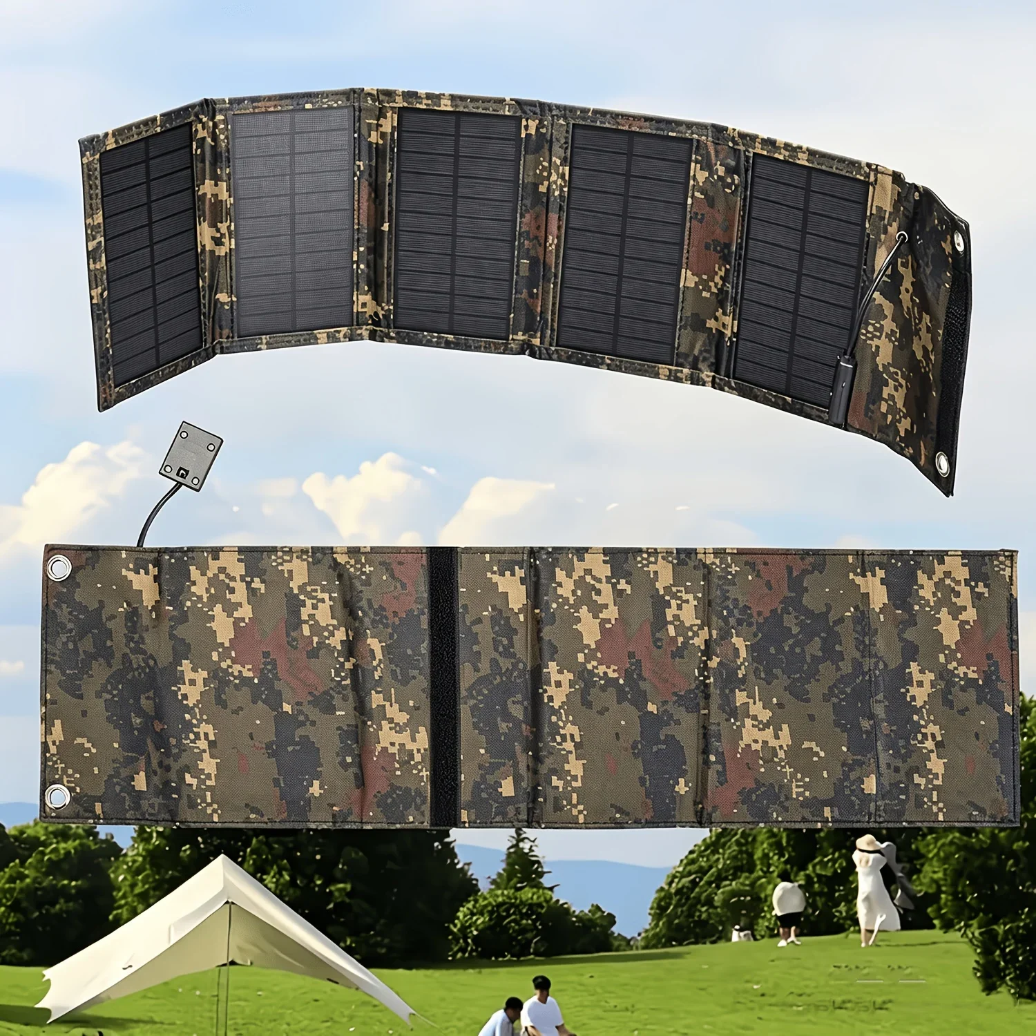 30W Foldable Solar Panel, 5-Fold Portable USB Solar Charger, Suitable for Camping, Road Trip, RV Travel