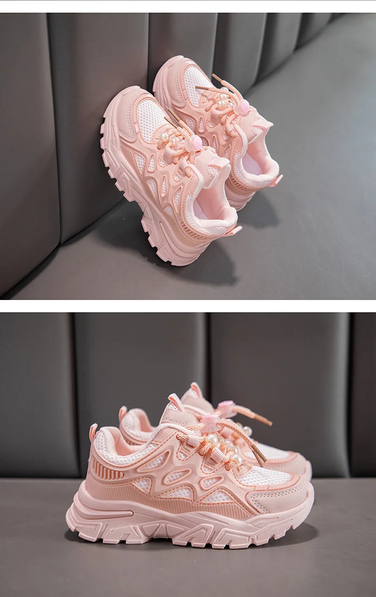 Kinder Mädchen Schule Weiße Freizeitschuhe Einfarbige Mesh-Sportschuhe für Kleinkinder Modische Leichte Kinder-Laufschuhe – Detail 10