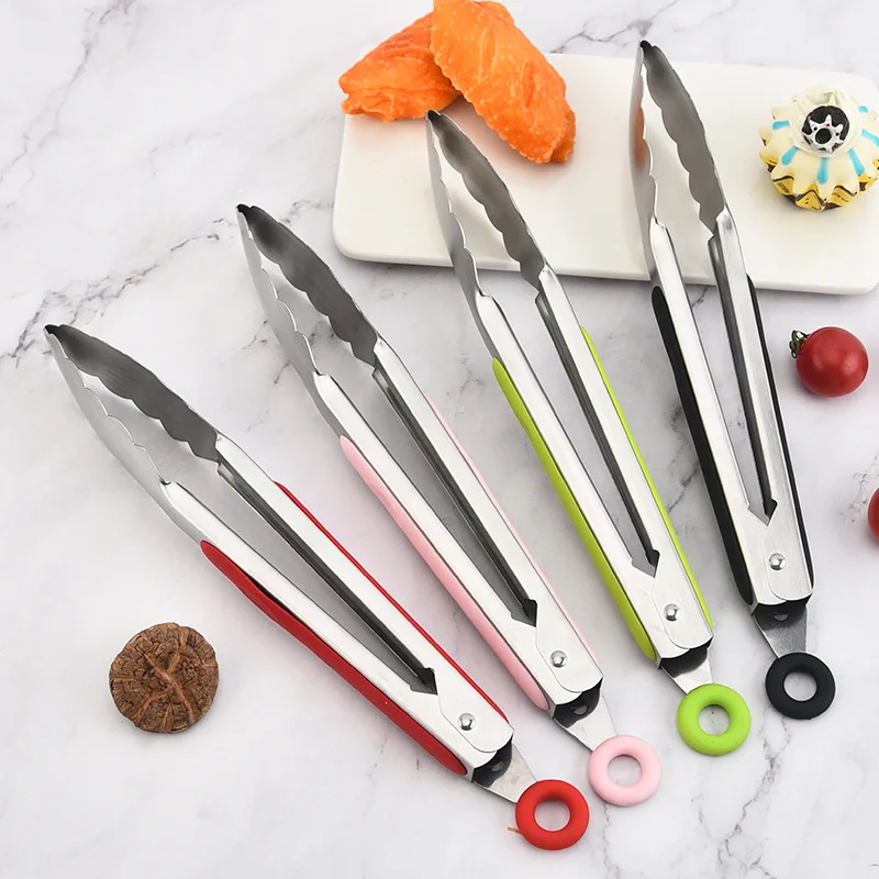 1 pçs pinças de alimentos de aço inoxidável cozinha anti-queimadura casa engrossado churrasco buffet pinças de carne bife pinças de alimentos