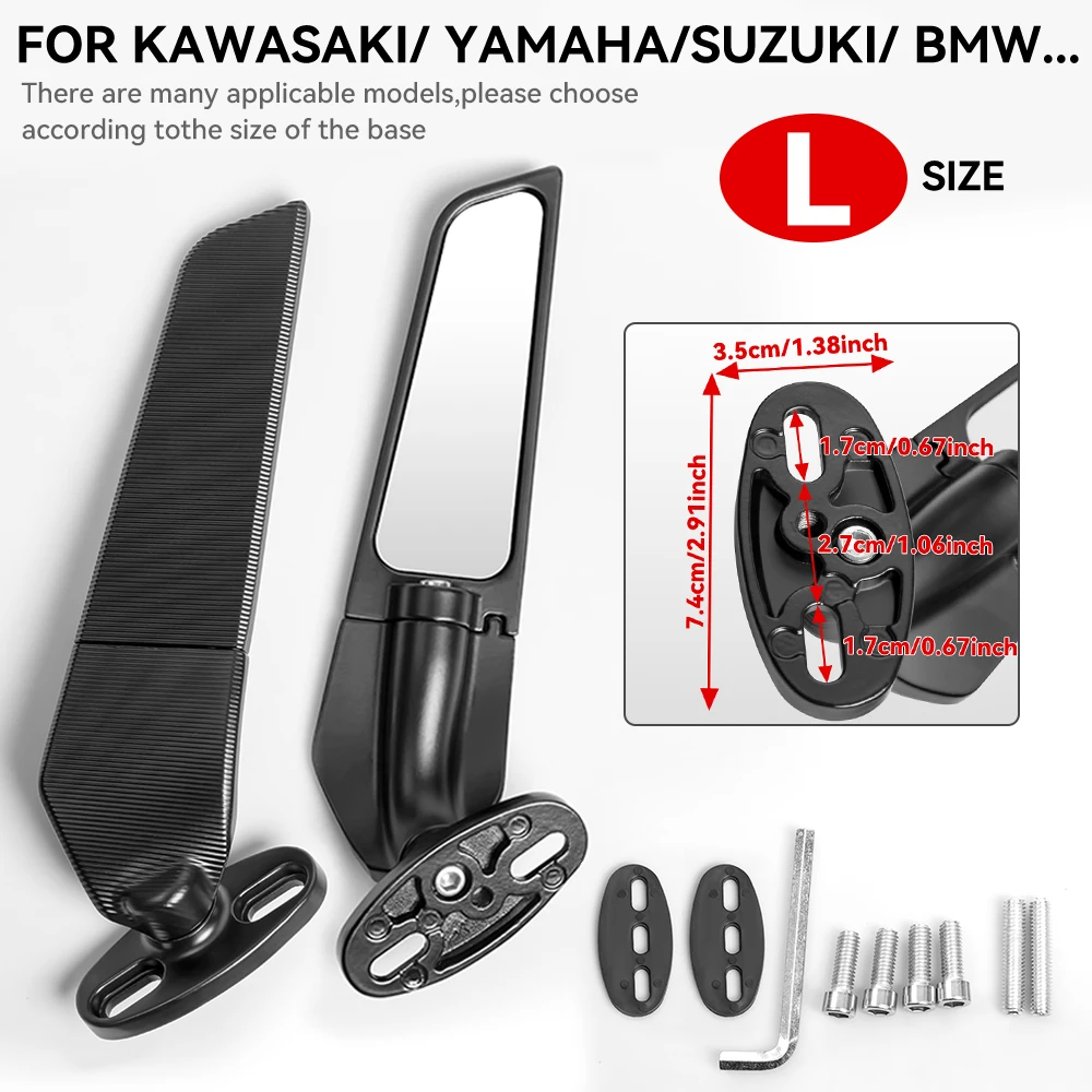 Voor KAWASAKI NINJA 300 250 400 650 H2 H4 Gemodificeerde Motorfiets 2 STUKS CNC Achteruitkijkspiegels Wind Wing Verstelbare Roterende Side