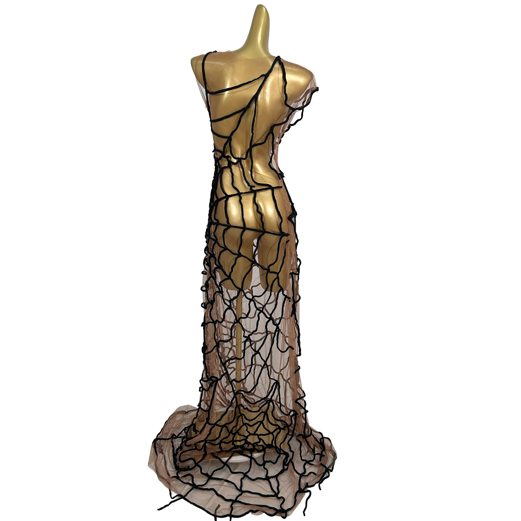 

Zhiwen Womens Halloween Spider Web Maxi Dress Sheer Mesh Sleeveless Bodycon Sheath Novelty Party Clubwear Novelty Outfit