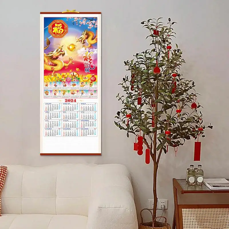 2024 Year Of Dragon Chinese New Year Calendar Scroll Creative Monthly Calendar For Classroom Wall Decor Calendar For School Home
