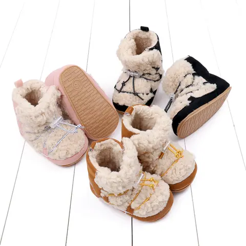 Winter Cute Baby Girls Boys Snow Booties Fashion Design High Quality Non-slip Casual Shoes Coral Velvet Prewalker Shoes BMB3119
