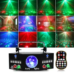 HCWE Iron Fan Disco Magic Ball Party Lights LED Night Light DMX Laser Beam Projector Christmas Halloween Wedding Room Decoration