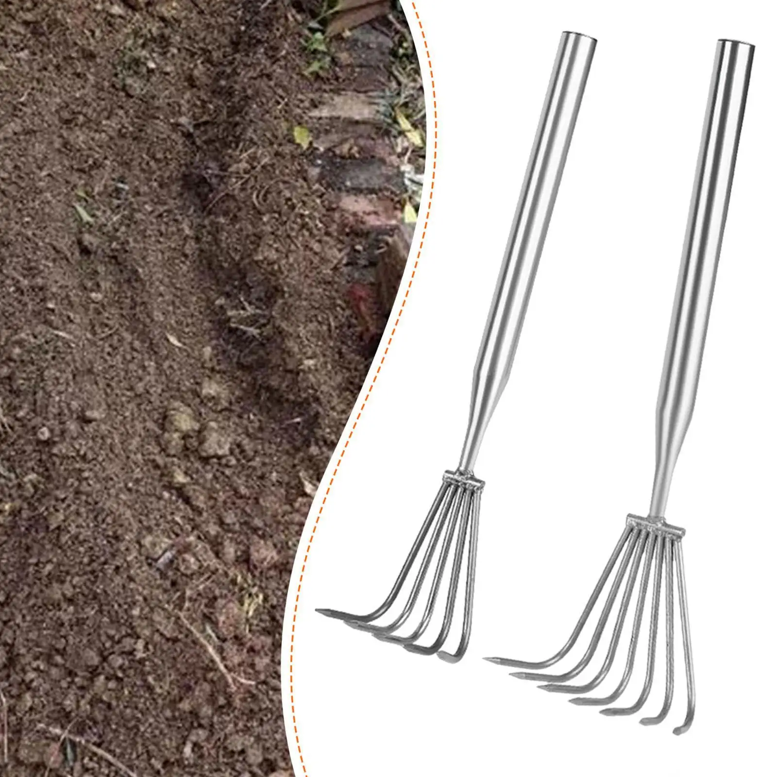 

Мини-садовые грабли из нержавеющей стали, портативный культиватор с когтями, легкий ручной инструмент для рыхления почвы и рытья на пляже