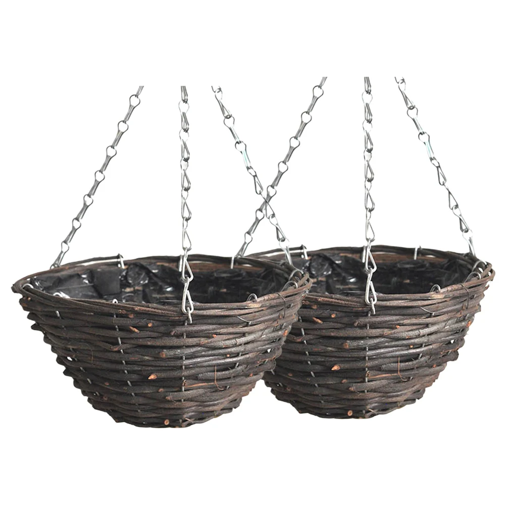 

Rattan Flower Pot Hanging Basket Baskets Woven Planter for Outdoor Plants Ratan