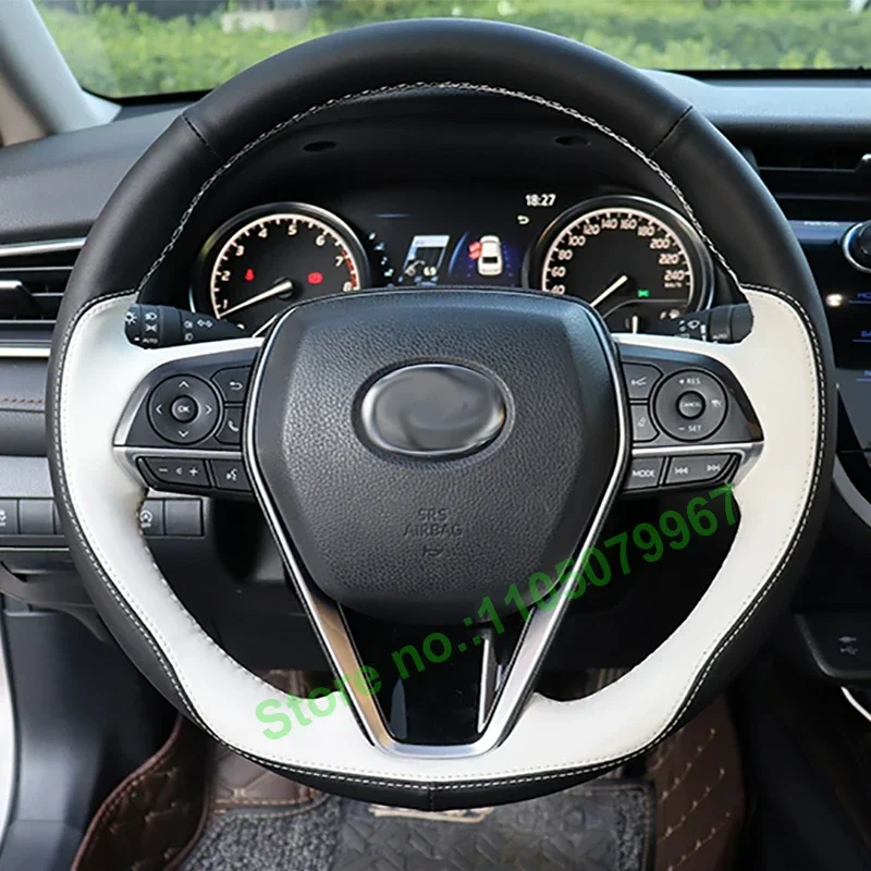 

Чехол на руль автомобиля из искусственной кожи с ручной прострочкой, противоскользящий, для Toyota Camry Corolla Highlander 2025, аксессуары для интерьера